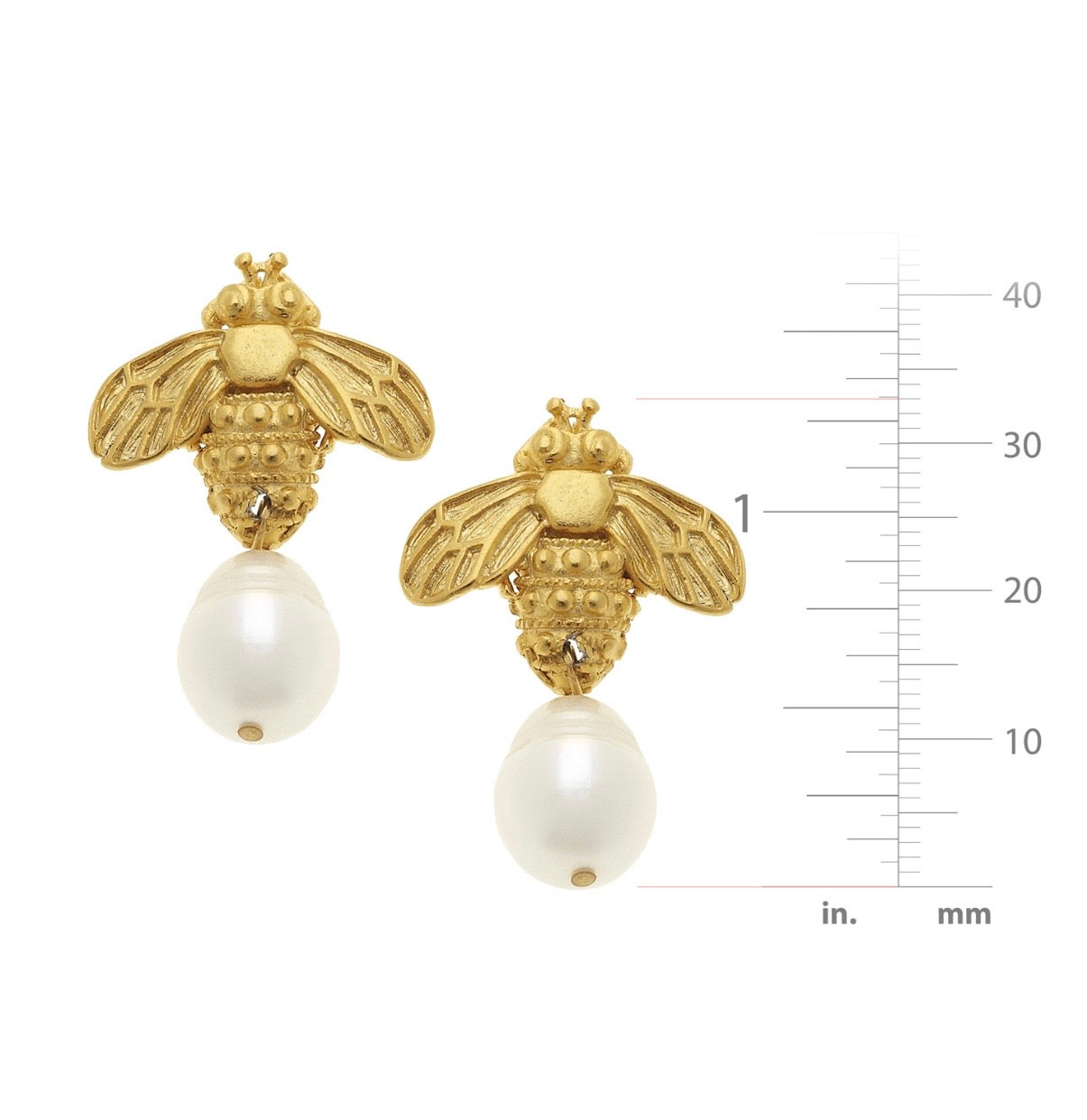 Bee + Pearl Drop Earrings