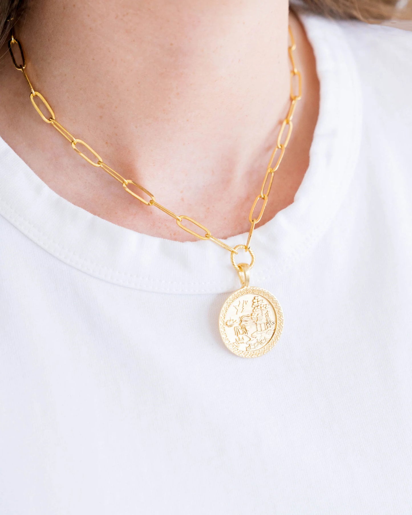 Blue Willow Paper Clip Necklace