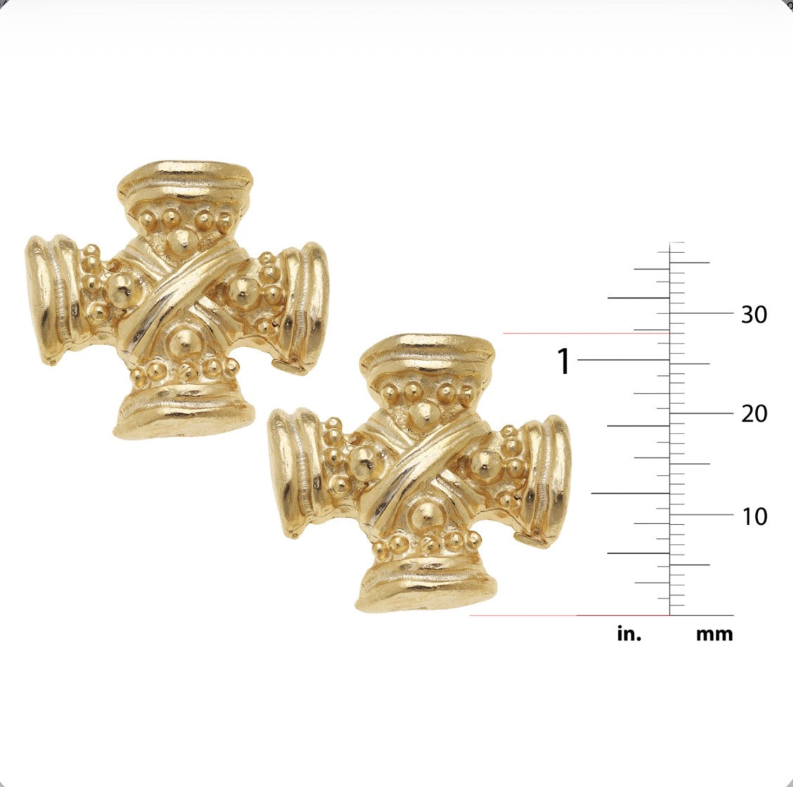 French Cross Earrings