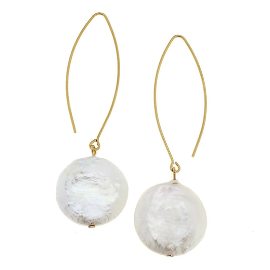 Coin Pearl Threader Earrings