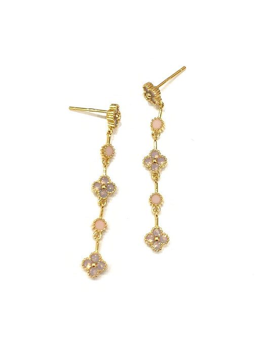 Pink Clover Drop Earrings