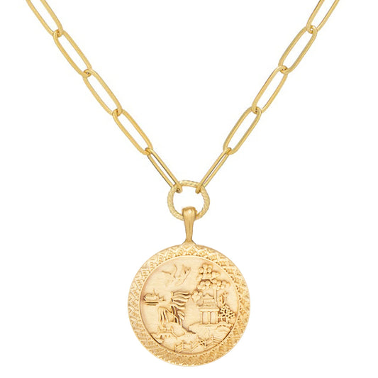 Blue Willow Paper Clip Necklace